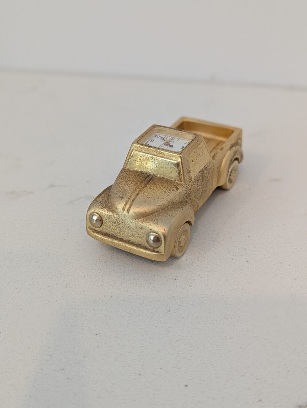 Vtg. Brass Clock Pickup Truck Elgin By Advance Watch Company 1999 Japan Movement